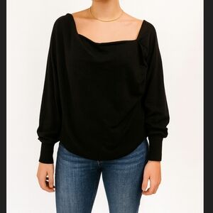 Maison Scotch Lightweight Cotton Sweater Top in Black